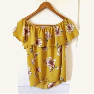 Papermoon mustard yellow floral top